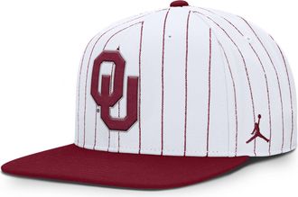Nike Jordan Mens Oklahoma Primetime Pin Stripe 2-Tone Jordan Brand Dri-FIT College Adjustable Hat in White | JC1208DVOKN-5YX
