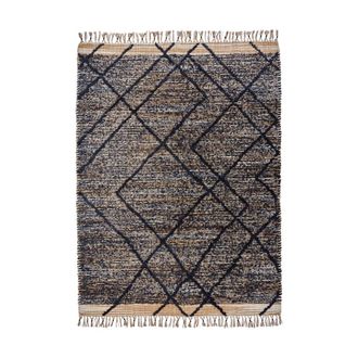 House Doctor Alfombra de fibra natural beige y negra 200x140 cm