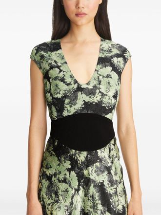 Tory Burch Tory Burch Womens Printed Midi Dress - Sage Green viscose - Size 10 UK
