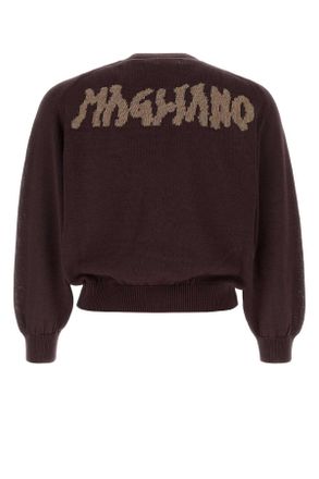 Magliano Mens Aubergine Cotton Cardigan 07_brown Exterior: Maglieria Sweater