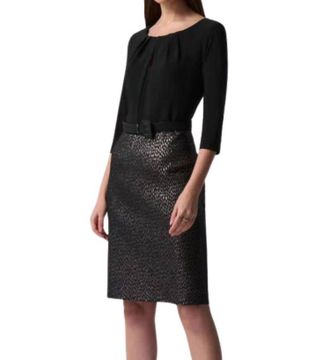 Joseph Ribkoff Two Tone Metallic Sheath Dress In Black