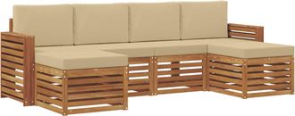 vidaXL Conjunto De Sof&aacute;s De Exterior 6 Uds. Natural Y Beige Vidaxl