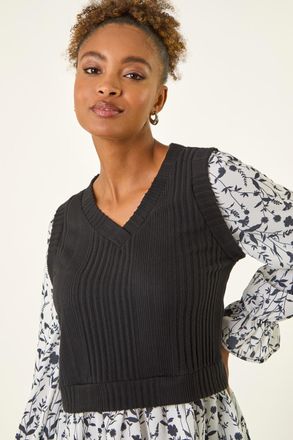 Roman Floral Mock Shirt Jumper