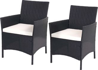 Hhg Nunca Usado] Lote De 2 Sillones De Jard&iacute;n De Poly Rat&aacute;n Halden, Sill&oacute;n De Mimbre, Antracita, Cojines Crema
