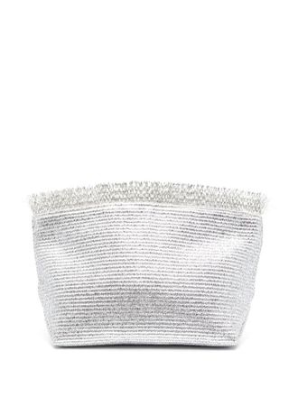 Cult Gaia Shanti raffia clutch - Zilver