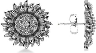 Allurez Diamond Sunflower Shaped Earrings 14k in White Gold at Nordstrom