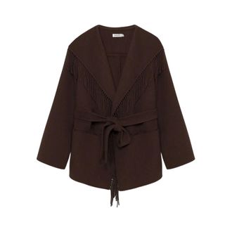 SIMKHAI Jassen, Dames, Bruin, S, Wol, Rowen Fringe Jacket