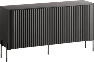 Dmora Credenza Susegana, Madia da salotto con tre ante battenti, Rialzata da terra, 150x40 h80 cm, Nero