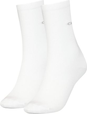 Calvin Klein Flat Knit Womens Crew Socks Pack of 2, White, One Size