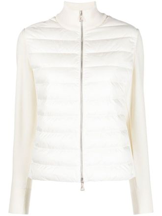 Moncler Gewatteerd jack met gebreid vlak en rits - Wit