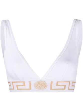 Versace Reggiseno a triangolo con bordo Greca - Bianco