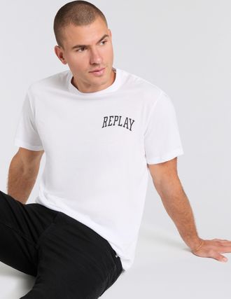 Replay T-Shirt REPLAY, Damen, Gr. XL, wei&szlig;, Jersey, Obermaterial: 100% Baumwolle, Basic, oversize, Rundhals, Shirts T-Shirt