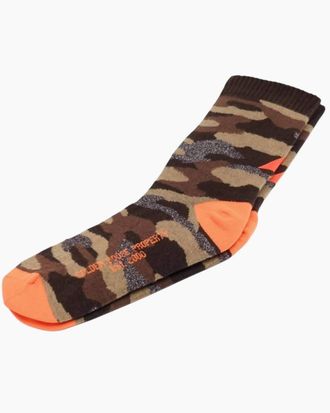 Golden Goose Womens Colorful Print Socks In Brown Camo/fluorescent Orange