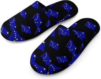 Generic Alaska Flag Mens Cotton Slippers Memory Foam Comfort House Shoes Winter Indoor Slipper for Hotel Casa Spa