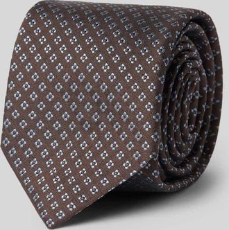 Gierremilano Seidenkrawatte aus reiner Seide mit Allover-Stitching (7,5 cm) in Dunkelbraun, Gr&ouml;&szlig;e 1