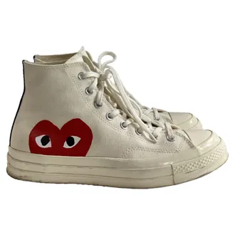 Comme Des Gar&ccedil;ons CDG Play x Converse Chuck Taylor High-Top Sneakers in White Canvas