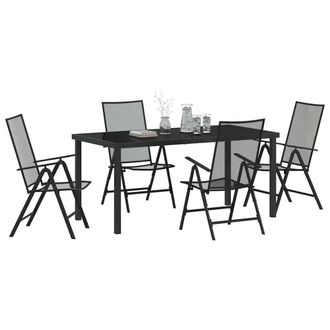 Berkfield Home Sleek 5 Piece Garden Dining Set Anthracite Steel in Black