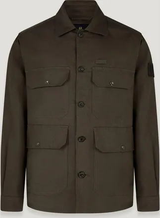 Belstaff Belstaff Forge Overshirt Mens Tumbled Linen Army Olive Size XL