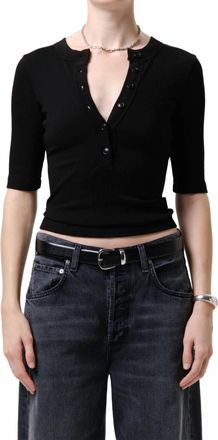 Citizens Of Humanity Nali Short Sleeve Henley Top In Black