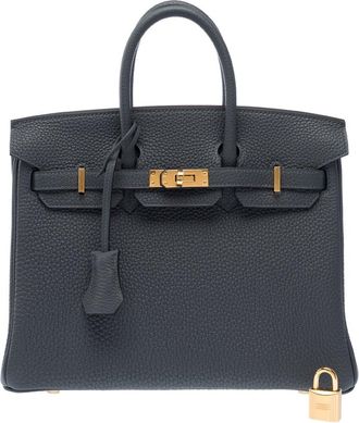 Herm&egrave;s Grey Leather Birkin 25 Handbag (Authentic Pre-Loved)