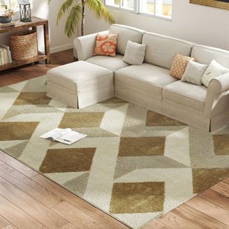 HOMCOM Tappeto Moderno Effetto 3D Ipoallergenico e Lavabile 230x160cm Giallo - Homcom