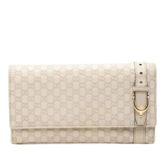 Gucci Pre-owned Wallets, female, Beige, Size: ONE SIZE Pre-owned MicroGuccissima Long wallet (bi-fold)