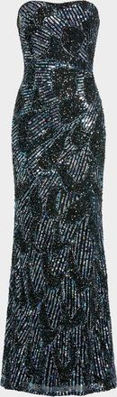 Mac Duggal Strapless Embellished Petal Column Gown