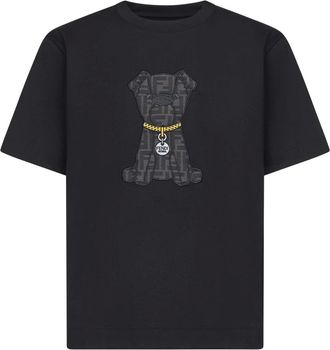 Fendi Tops, Heren, Zwart, L, Katoen, T-Shirt