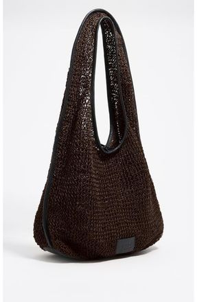 Bimba & Lola Plaited Paper Shoulder Bag in Chocolate at Nordstrom
