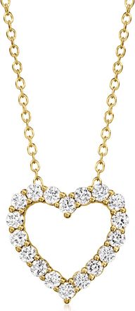 Ross-Simons Lab-Grown Diamond Heart Pendant Necklace in 18kt Gold Over Sterling