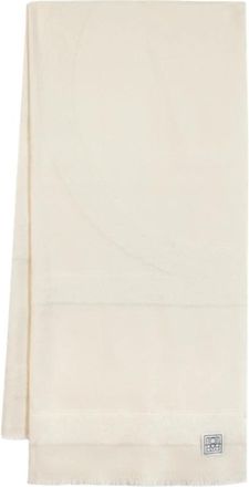 Toteme Monogram Twill Sjaal - Dames - Wintersjaals - Wit - ONE Size - Wol - Accessoires