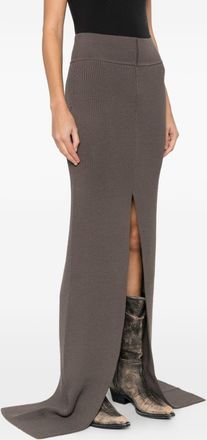 Rick Owens Womens Wool Long Skirt - Grey - Size Medium