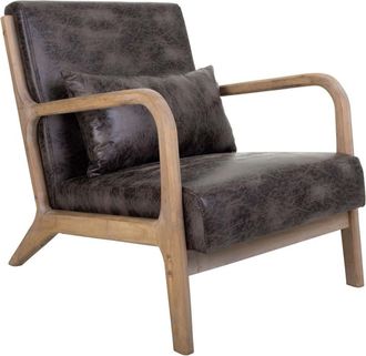 Wanderlust Deco Butaca de madera tapizada marrón 66x83x37/74