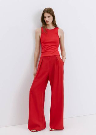 Mango Top coste cotone rosso - Donna - XS - MANGO