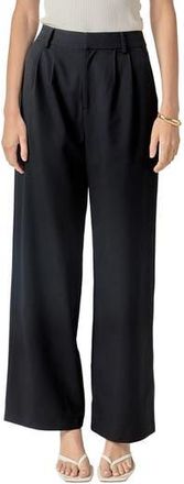 English Factory Pleat Front High Waist Wide Leg Pants in Navy at Nordstrom Rack, Size X-Small