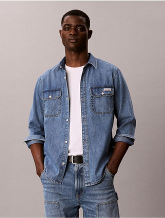 Calvin Klein Jeans Calvin Klein Mens Utility Denim Workshirt - Blue - XL