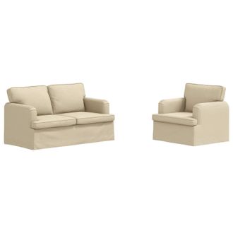 vidaXL Juego De Sof&aacute; 2 Uds. Crema Tela Vidaxl
