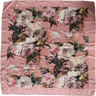 Dolce & Gabbana Pink Silk Floral Print Square Foulard Womens Scarf (Pre-Owned)