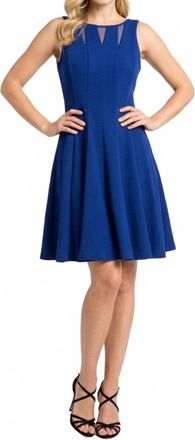 Gabby Skye Illusion Mesh Fit And Flare Party Dress In Cobalt