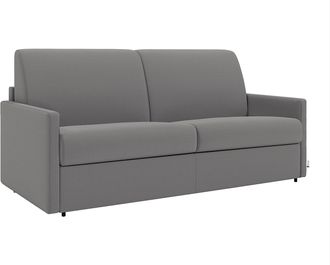 Vente-Unique Sof&aacute; cama italiano 4 plazas de tela CALIFE - Gris claro - Cama 160 cm - Colch&oacute;n 18 cm