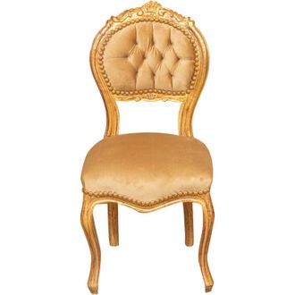 Biscottini International Biscottini - Sedia in legno da cucina da pranzo 92x45x45 cm Sedia imbottita Poltrona barocco Poltroncina oro luigi xvi Stile Francese