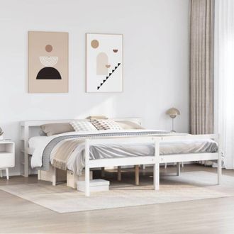vidaXL Senior Bed with Headboard without Mattress White 200x200 cm vidaXL