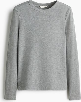 H&M Rippenshirt aus Baumwollmix - Grau
