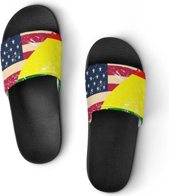 Generic U.S. And Bolivian Vintage Flag Shower Shoes Slipper for Women Men Beach Slippers Quick Drying Non Slip Open-Toe Sandals