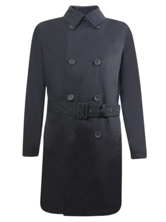 Herno Double-Breasted Trench Coat With Structured Collar And Waist Belt