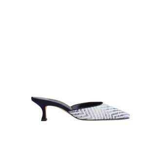 Manolo Blahnik Carolyne 50 Mules - Dames - Muiltjes - Wit - 38 1/2 EU - Leer - Schoenen