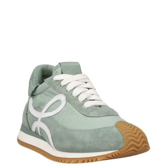 Loewe Flow Runner in Suede & Nylon Light Green Low Top Trainers Size 37