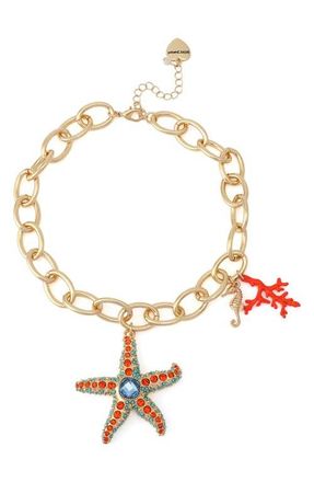 Betsey Johnson Short Starfish Pendant Necklace in Orange at Nordstrom