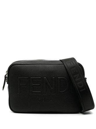 Fendi embossed-logo leather body bag - Black