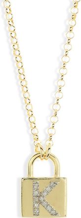 Meshmerise Diamond Padlock Initial Pendant Necklace - 0.12ct. in Yellow-K at Nordstrom Rack